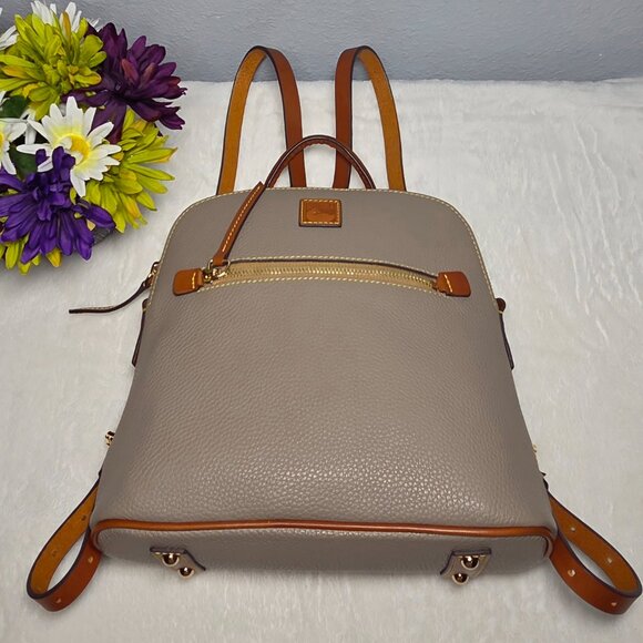 Dooney & Bourke Pebbled Leather Backpack-Taupe-Excellent Condition - Picture 3 of 11